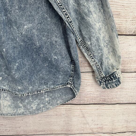 Vintage Edwin Denim Shirt Mens Large Acid Wash Blue Western Button Up Japan 90s - Picture 6 of 11